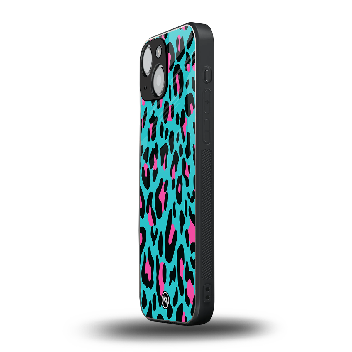 blue leopard fur back phone cover | glass case for iphone 13 mini