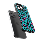 blue leopard fur back phone cover | glass case for iphone 13 pro max