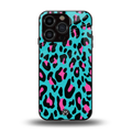 blue leopard fur back phone cover | glass case for iphone 13 pro