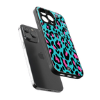 blue leopard fur back phone cover | glass case for iphone 13 pro