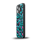 blue leopard fur back phone cover | glass case for iphone 13 pro