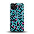 blue leopard fur back phone cover | glass case for iphone 13