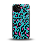 blue leopard fur back phone cover | glass case for iphone 13