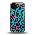 blue leopard fur back phone cover | glass case for iphone 14 plus