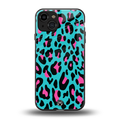 blue leopard fur back phone cover | glass case for iphone 15