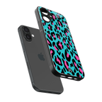 blue leopard fur back phone cover | glass case for iphone 16