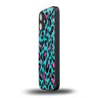 blue leopard fur back phone cover | glass case for iphone 16