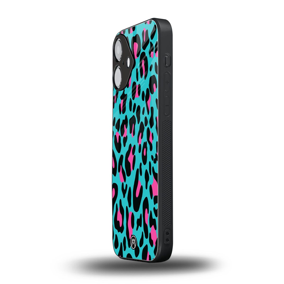 blue leopard fur back phone cover | glass case for iphone 16