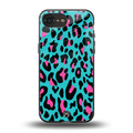 blue leopard fur back phone cover | glass case for iphone 16e