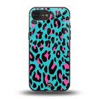 blue leopard fur back phone cover | glass case for iphone 16e