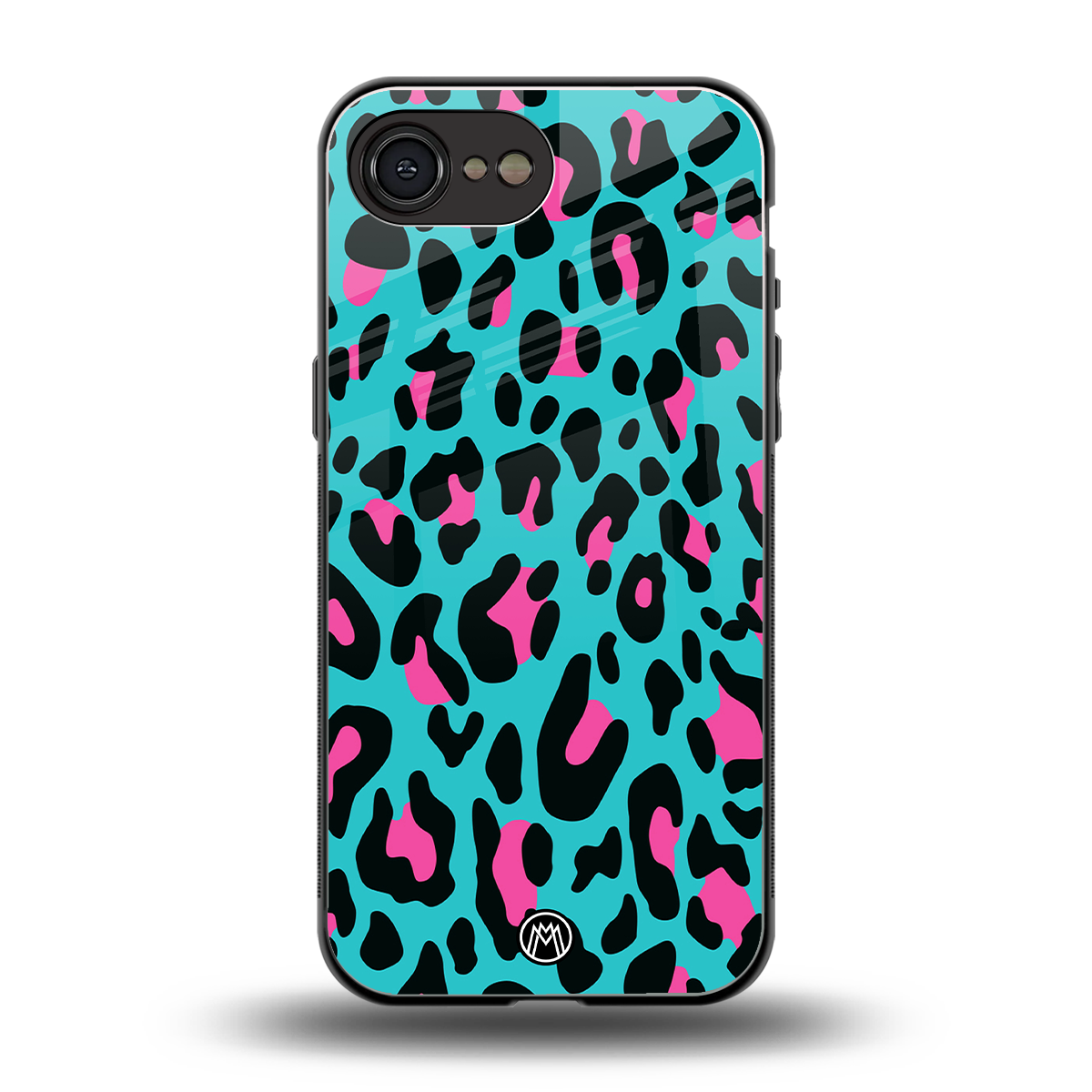 blue leopard fur back phone cover | glass case for iphone 16e