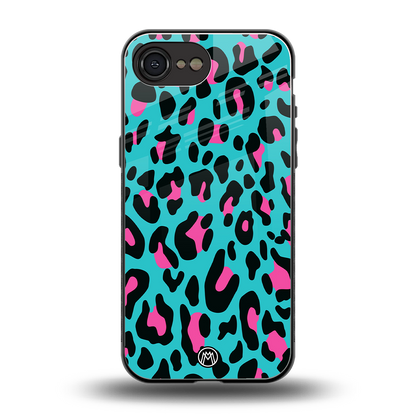 blue leopard fur back phone cover | glass case for iphone 16e