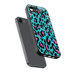 blue leopard fur back phone cover | glass case for iphone 16e