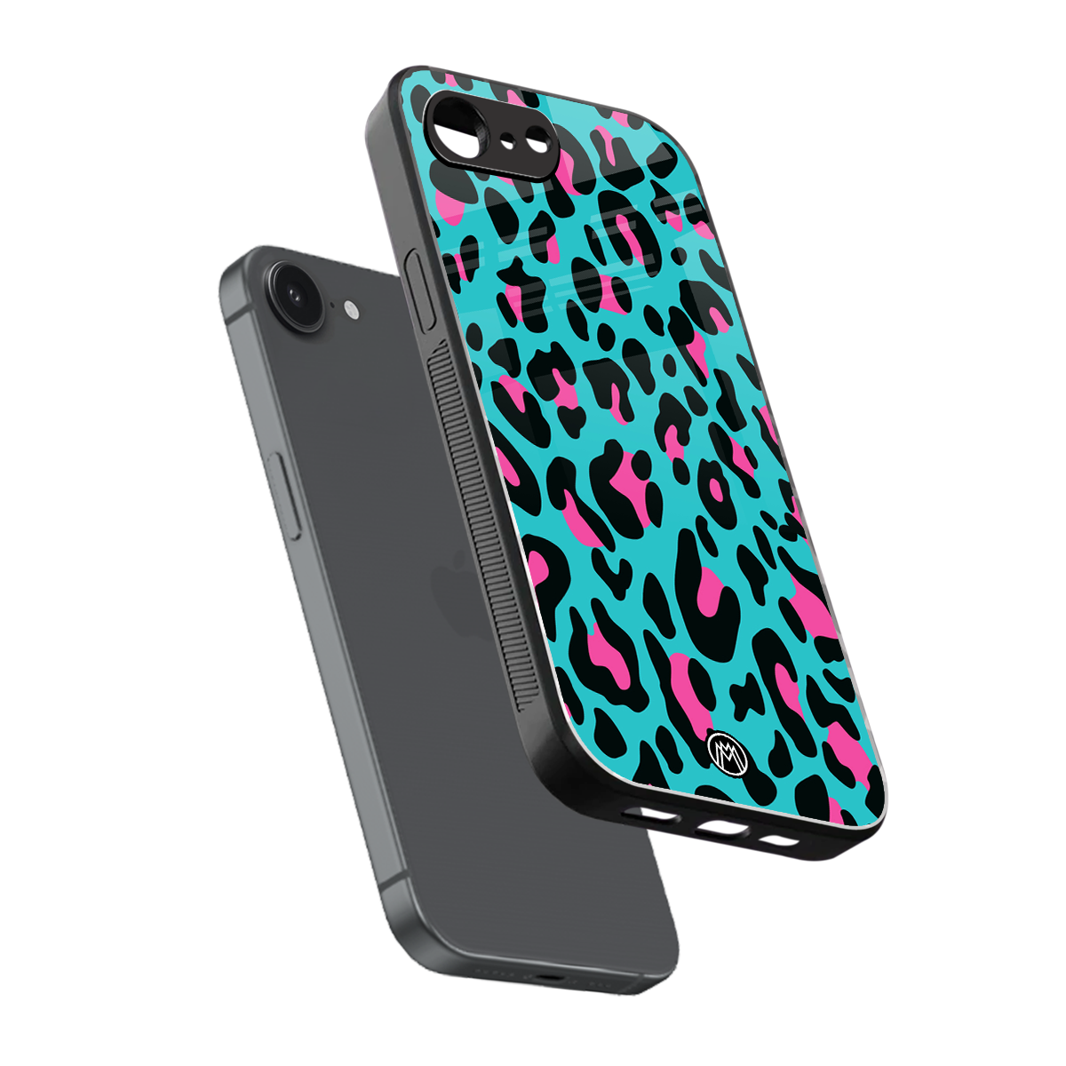 blue leopard fur back phone cover | glass case for iphone 16e
