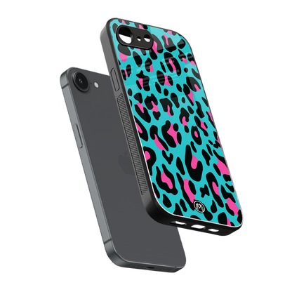 blue leopard fur back phone cover | glass case for iphone 16e