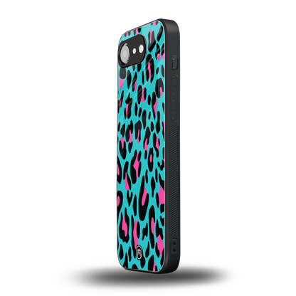 blue leopard fur back phone cover | glass case for iphone 16e