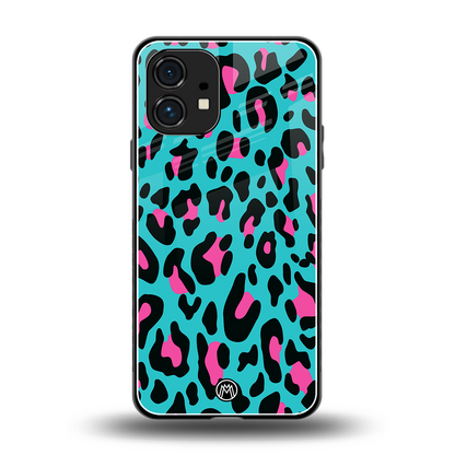 blue leopard fur back phone cover | glass case for nothing phone 1