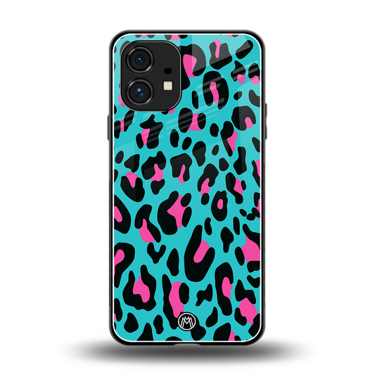 blue leopard fur back phone cover | glass case for nothing phone 1