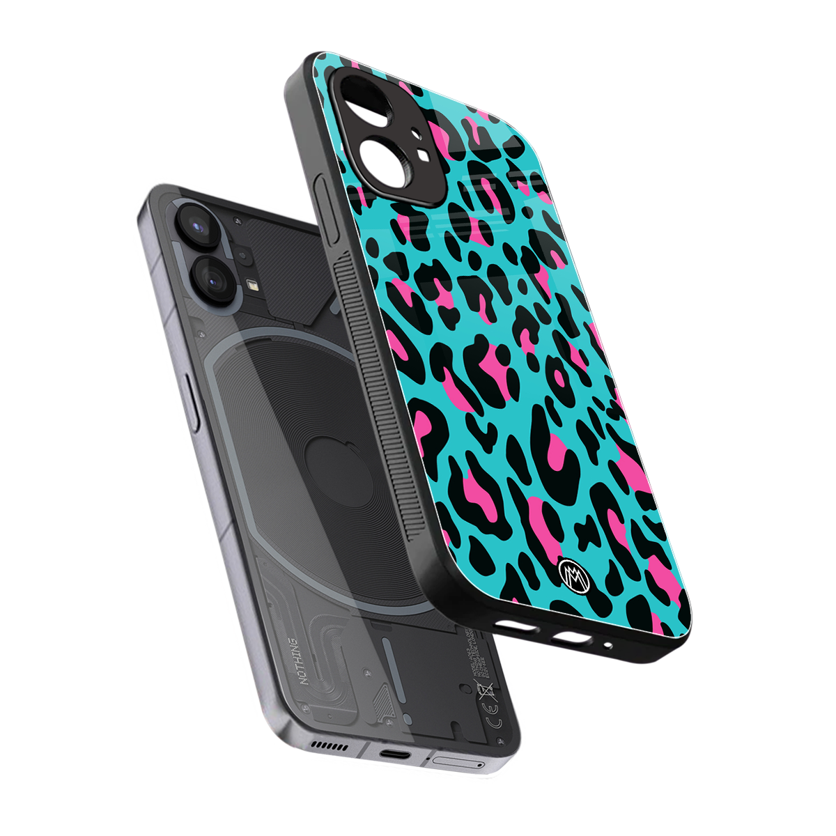 blue leopard fur back phone cover | glass case for nothing phone 1