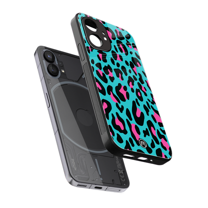 blue leopard fur back phone cover | glass case for nothing phone 1