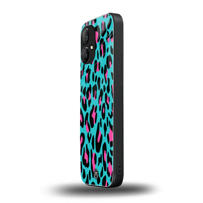 blue leopard fur back phone cover | glass case for nothing phone 1