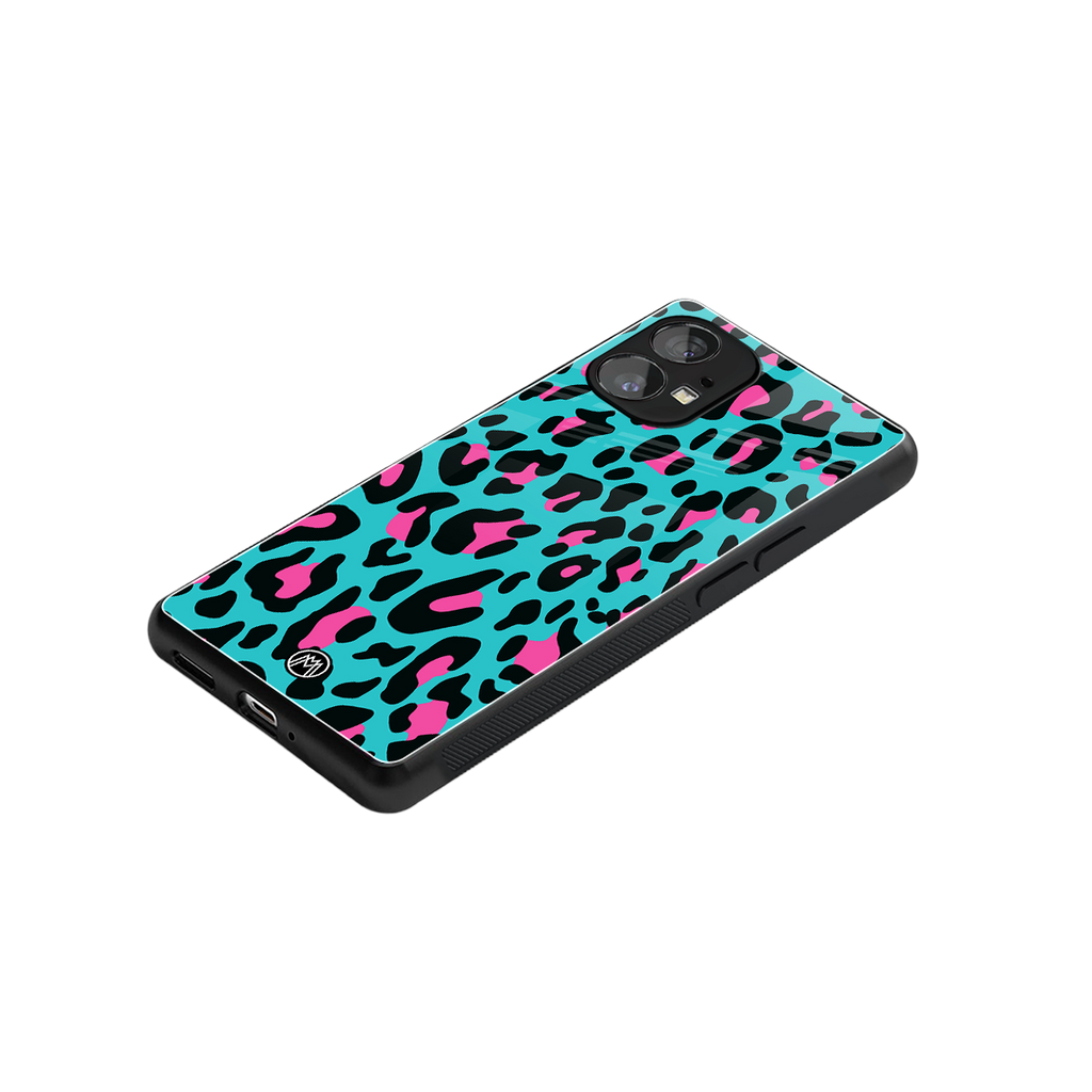 blue leopard fur back phone cover | glass case for nothing phone 1