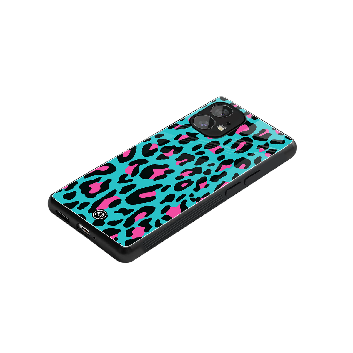 blue leopard fur back phone cover | glass case for nothing phone 1