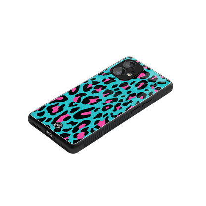blue leopard fur back phone cover | glass case for nothing phone 1