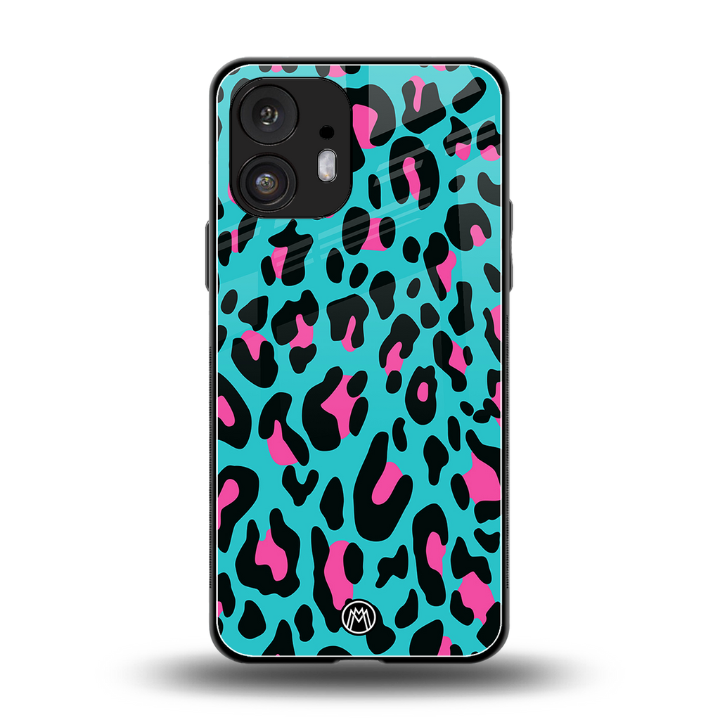 blue leopard fur back phone cover | glass case for nothing phone 2