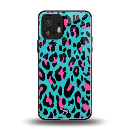 blue leopard fur back phone cover | glass case for nothing phone 2