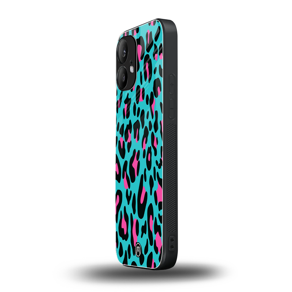 blue leopard fur back phone cover | glass case for nothing phone 2