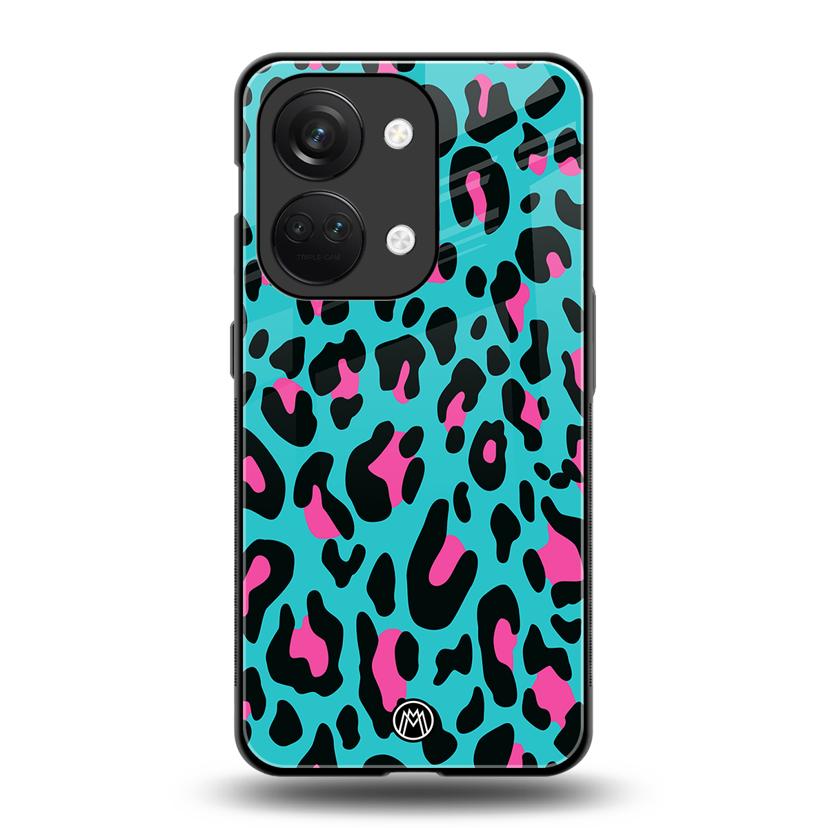 blue leopard fur back phone cover | glass case for oneplus nord 3