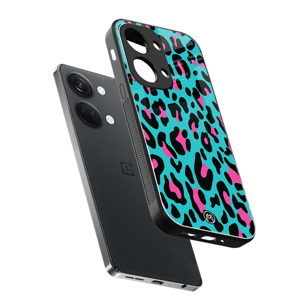 blue leopard fur back phone cover | glass case for oneplus nord 3