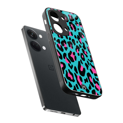 blue leopard fur back phone cover | glass case for oneplus nord 3