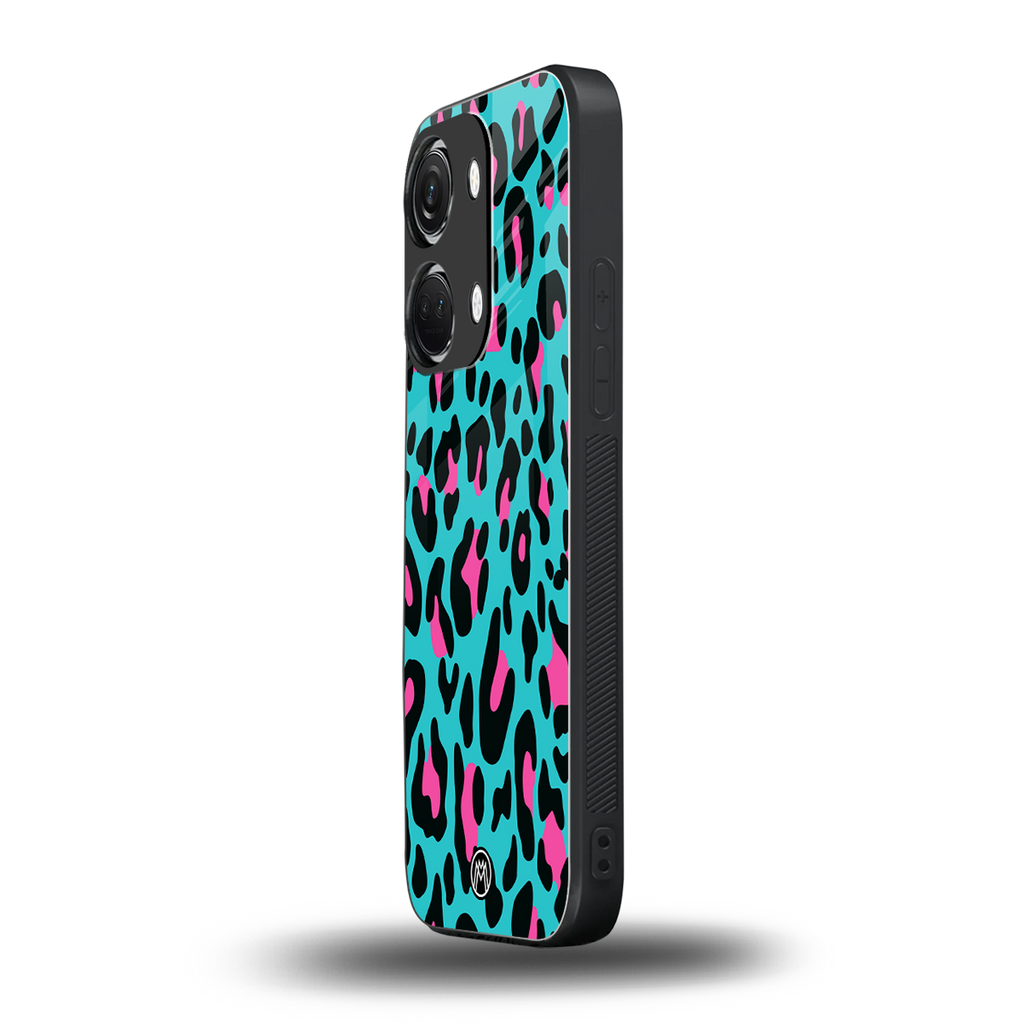 blue leopard fur back phone cover | glass case for oneplus nord 3