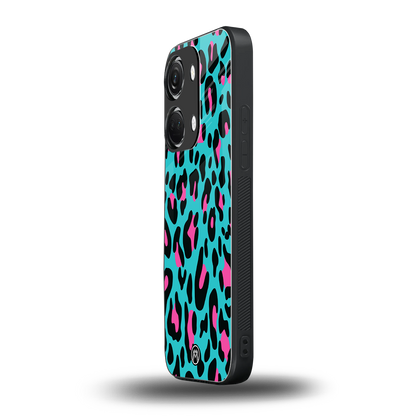 blue leopard fur back phone cover | glass case for oneplus nord 3