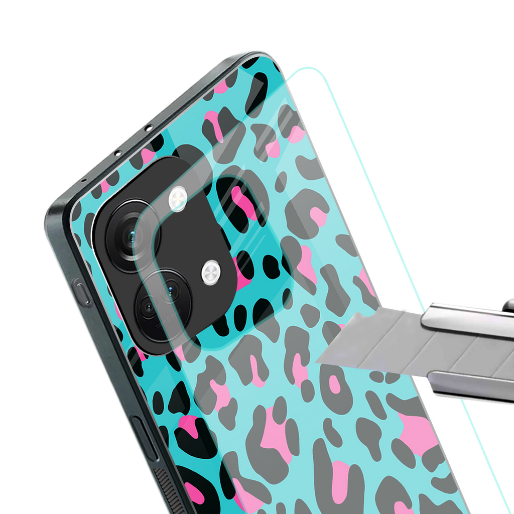 blue leopard fur back phone cover | glass case for oneplus nord 3