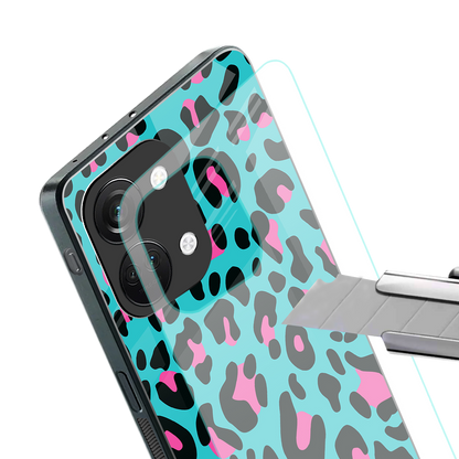 blue leopard fur back phone cover | glass case for oneplus nord 3