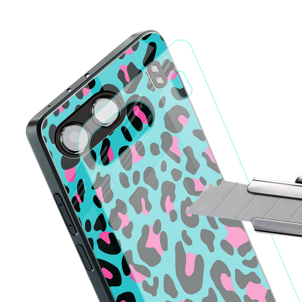 blue leopard fur back phone cover | glass case for oneplus nord 4