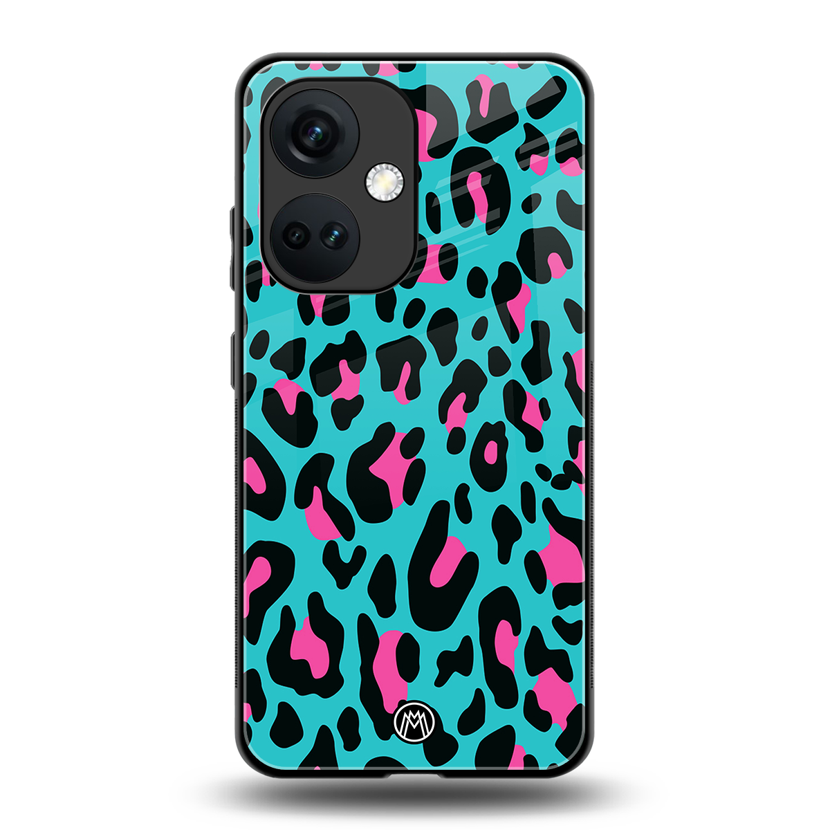 blue leopard fur back phone cover | glass case for oneplus nord ce 3