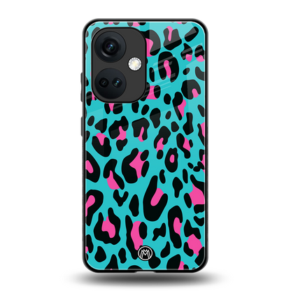 blue leopard fur back phone cover | glass case for oneplus nord ce 3
