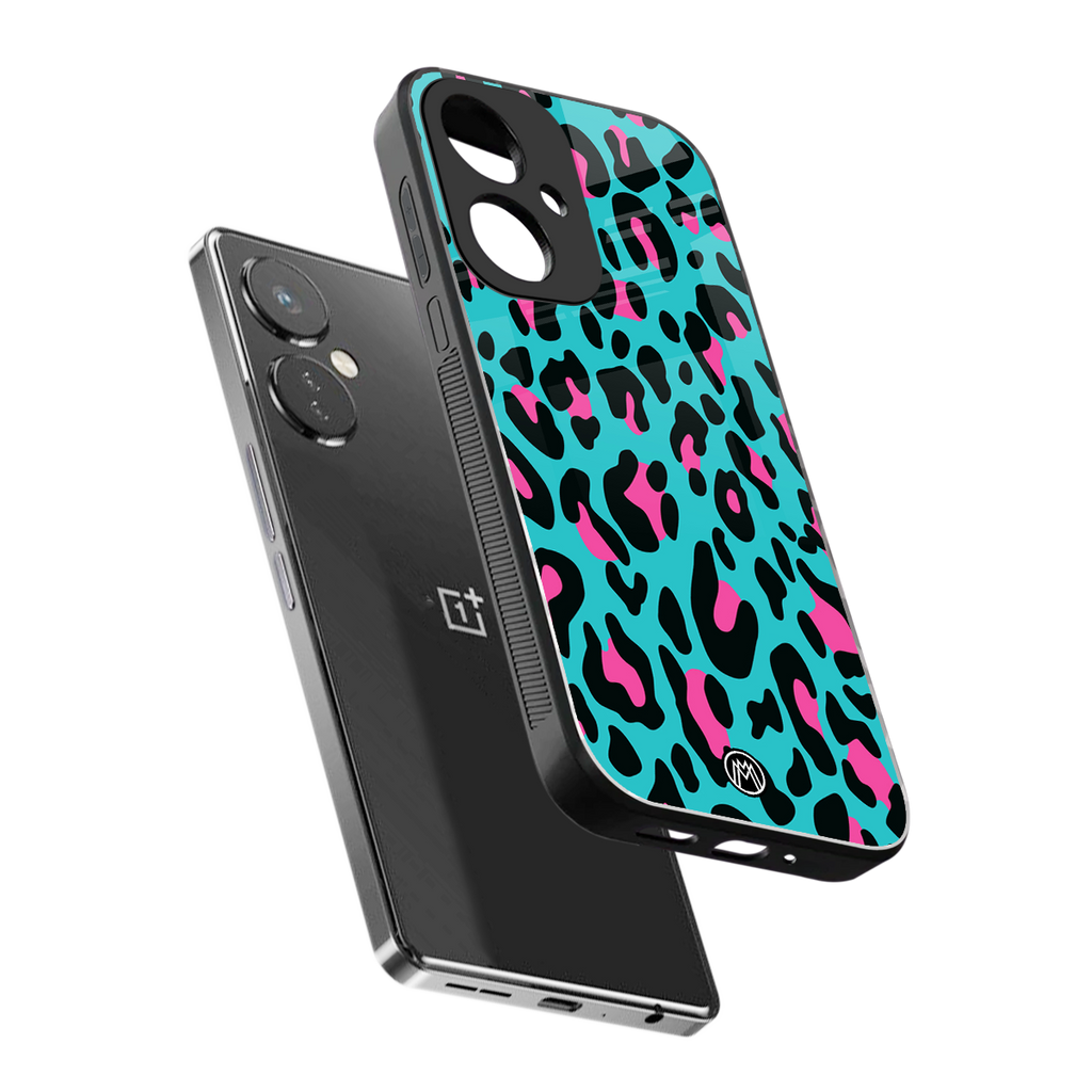 blue leopard fur back phone cover | glass case for oneplus nord ce 3
