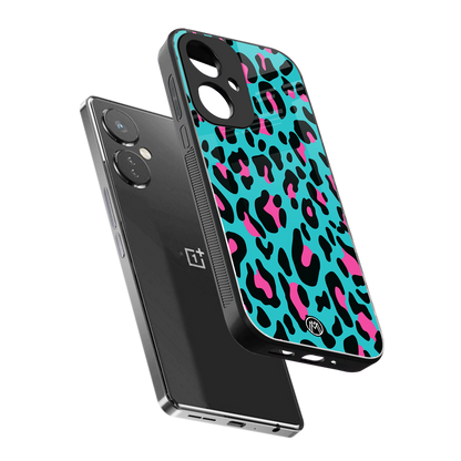 blue leopard fur back phone cover | glass case for oneplus nord ce 3