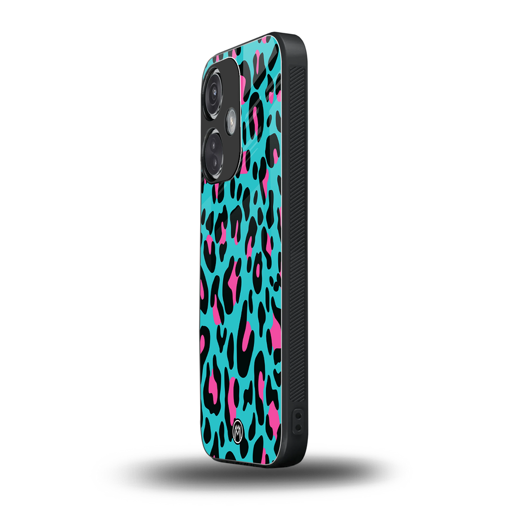 blue leopard fur back phone cover | glass case for oneplus nord ce 3