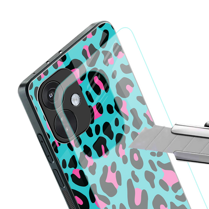 blue leopard fur back phone cover | glass case for oneplus nord ce 3