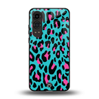 blue leopard fur back phone cover | glass case for oneplus nord ce 4 lite