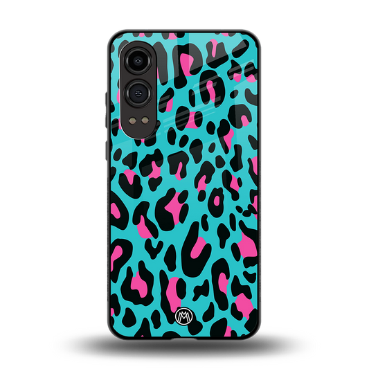 blue leopard fur back phone cover | glass case for oneplus nord ce 4 lite