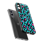 blue leopard fur back phone cover | glass case for oneplus nord ce 4 lite