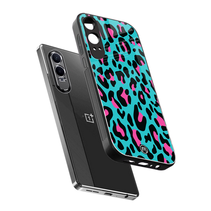 blue leopard fur back phone cover | glass case for oneplus nord ce 4 lite
