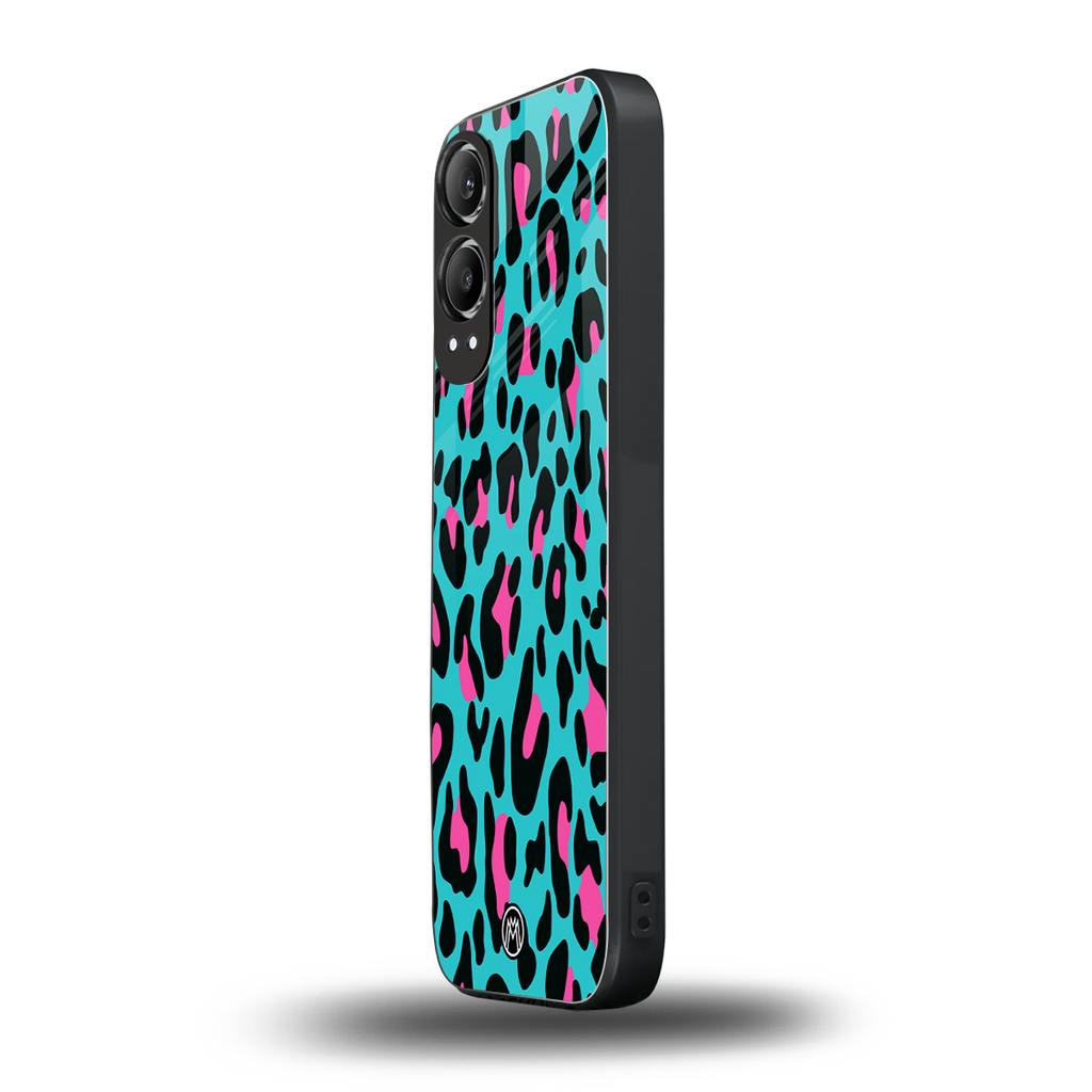 blue leopard fur back phone cover | glass case for oneplus nord ce 4 lite
